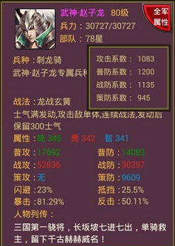 武神·赵子龙数据展示 武神·赵子龙数据展示