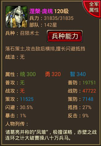 芒果风云天下OL游戏中涅槃·庞统各项系数 芒果风云天下OL游戏中涅槃·庞统各项系数
